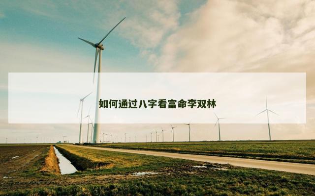 如何通过八字看富命李双林