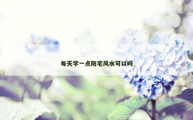 每天学一点阳宅风水可以吗