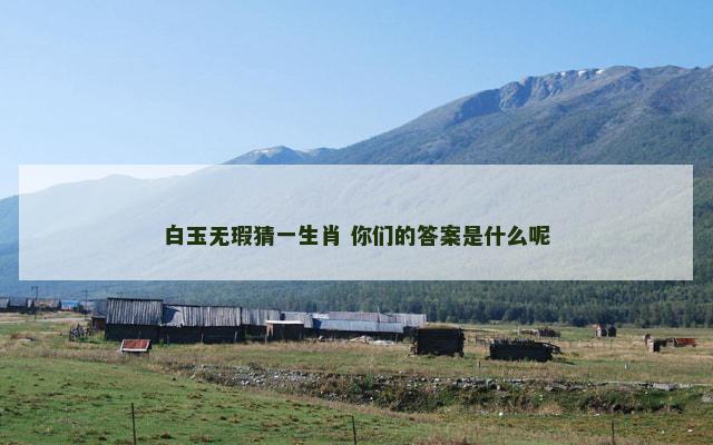 白玉无瑕猜一生肖 你们的答案是什么呢
