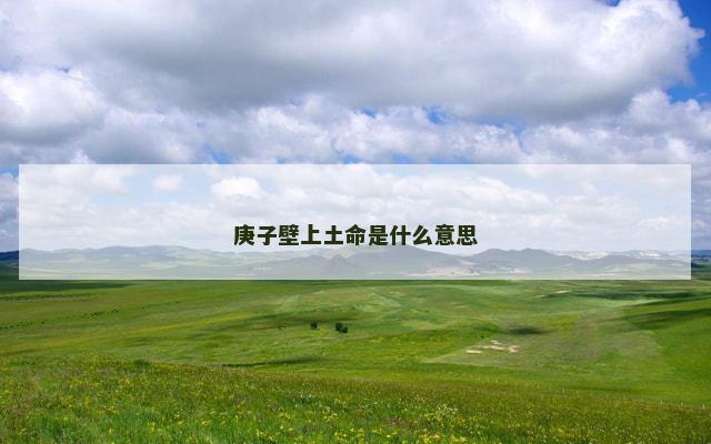 庚子壁上土命是什么意思