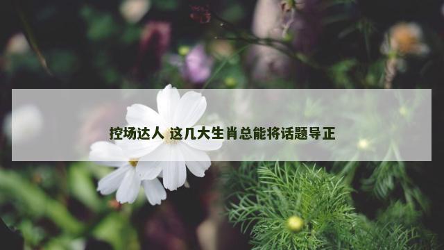 控场达人 这几大生肖总能将话题导正
