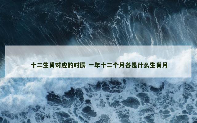 十二生肖对应的时辰 一年十二个月各是什么生肖月