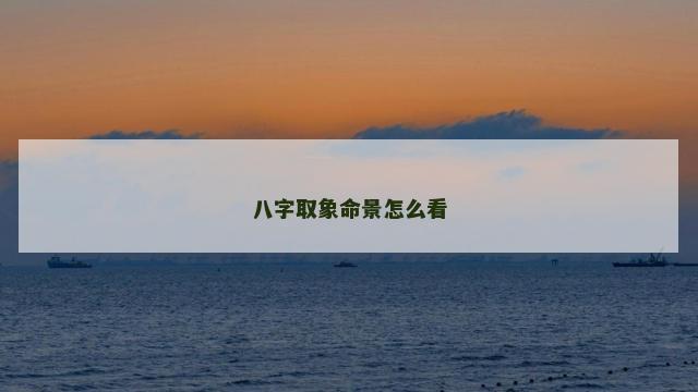 八字取象命景怎么看