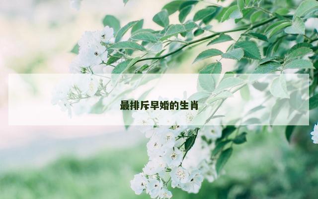 最排斥早婚的生肖