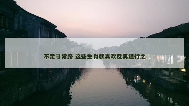 不走寻常路 这些生肖就喜欢反其道行之