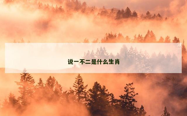 说一不二是什么生肖