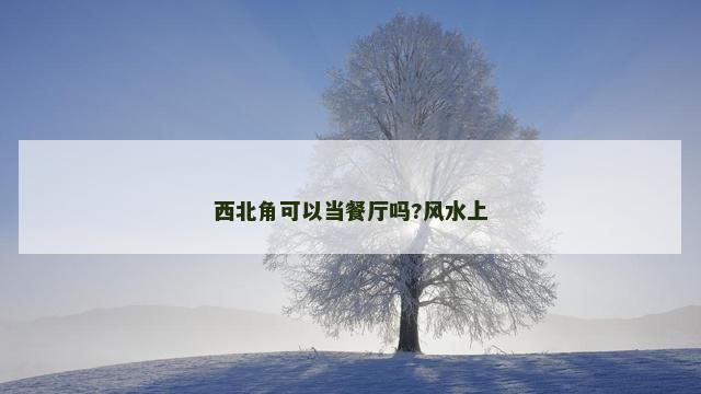 西北角可以当餐厅吗?风水上