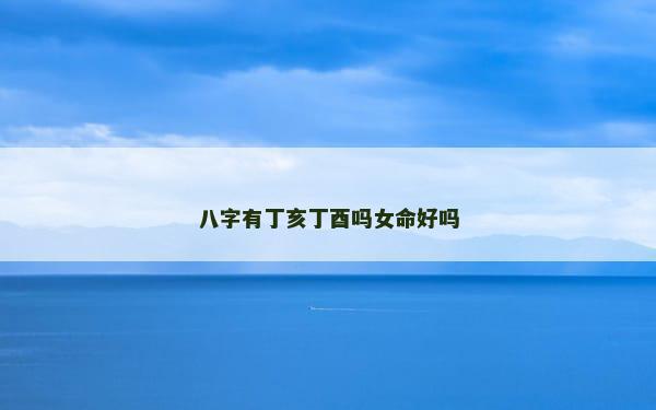 八字有丁亥丁酉吗女命好吗