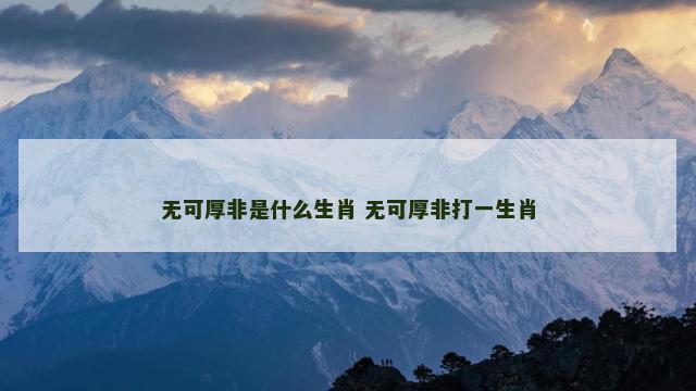 无可厚非是什么生肖 无可厚非打一生肖