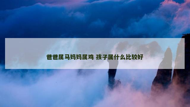 爸爸属马妈妈属鸡 孩子属什么比较好