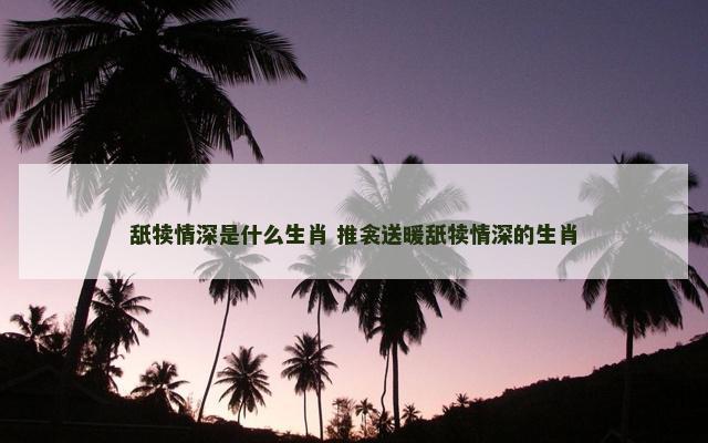 舐犊情深是什么生肖 推衾送暖舐犊情深的生肖