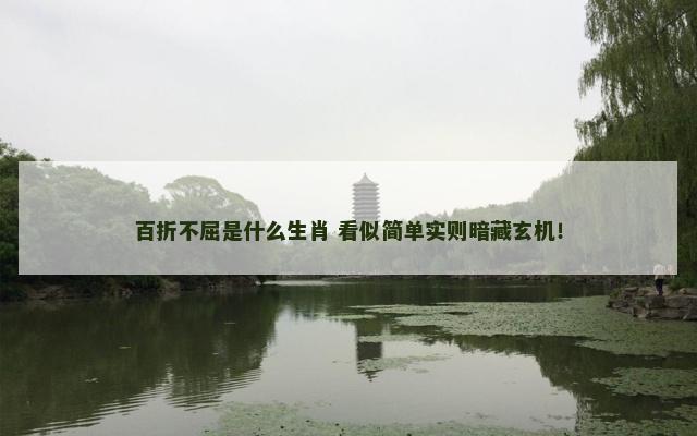 百折不屈是什么生肖 看似简单实则暗藏玄机！