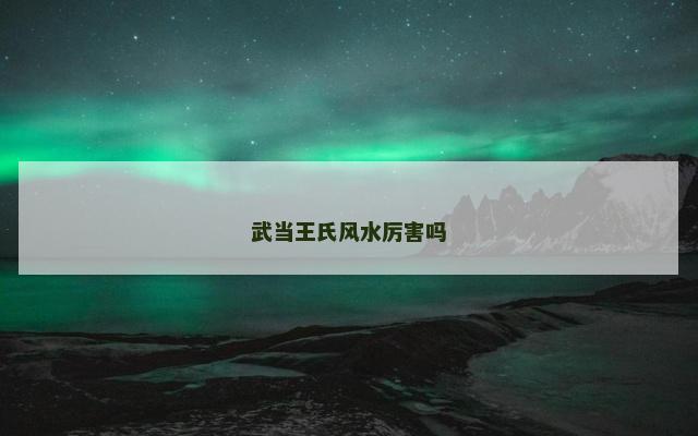 武当王氏风水厉害吗