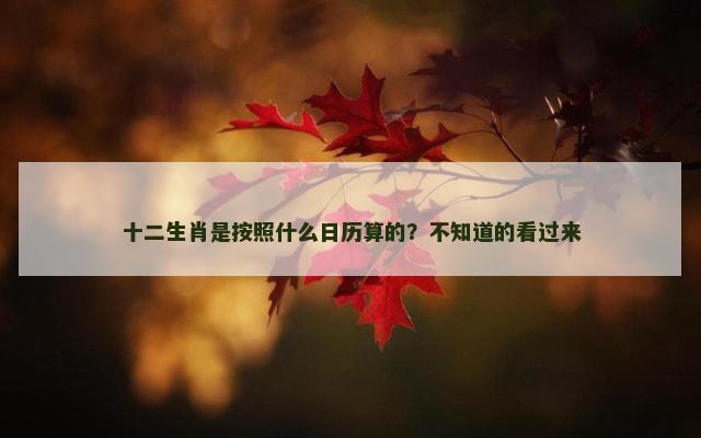 十二生肖是按照什么日历算的？不知道的看过来