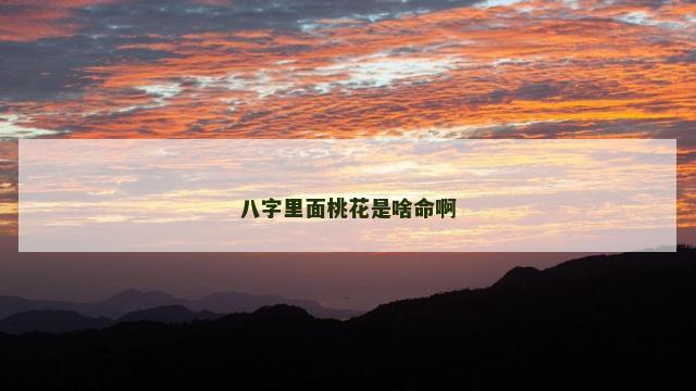八字里面桃花是啥命啊
