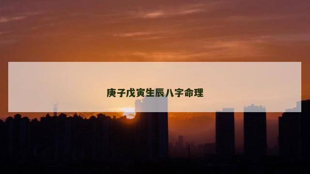 庚子戊寅生辰八字命理