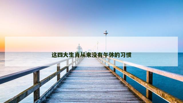 这四大生肖从来没有午休的习惯