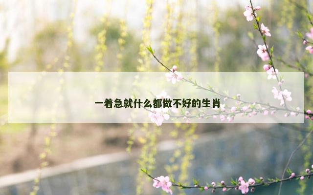 一着急就什么都做不好的生肖