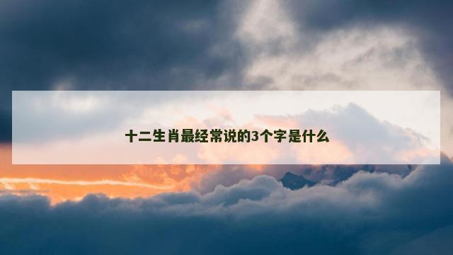 十二生肖最经常说的3个字是什么