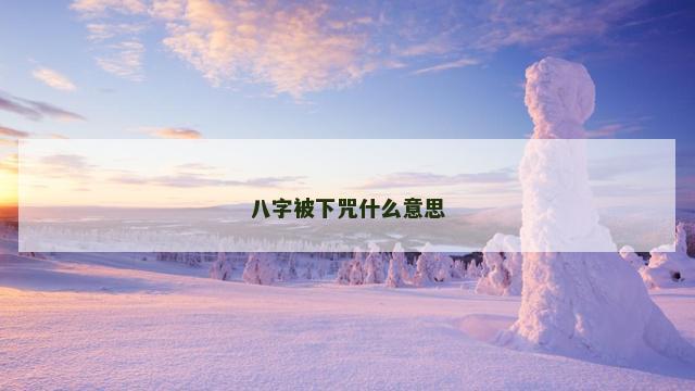 八字被下咒什么意思