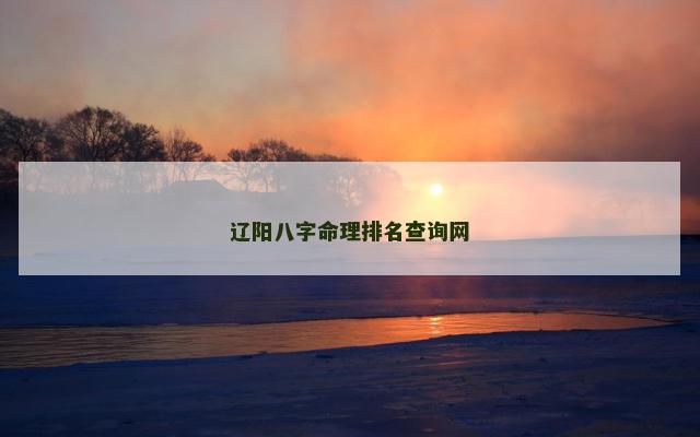 辽阳八字命理排名查询网