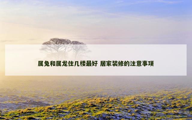 属兔和属龙住几楼最好 居家装修的注意事项