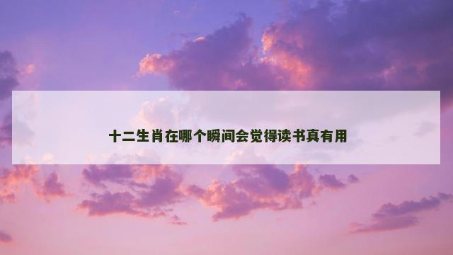 十二生肖在哪个瞬间会觉得读书真有用