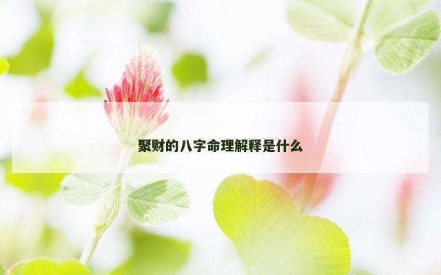 聚财的八字命理解释是什么