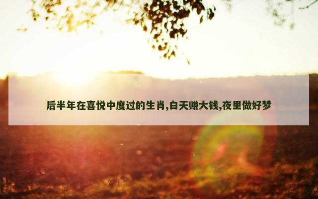后半年在喜悦中度过的生肖,白天赚大钱,夜里做好梦