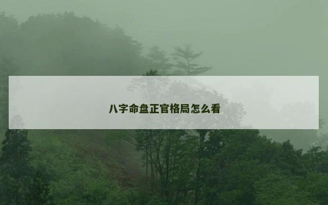 八字命盘正官格局怎么看