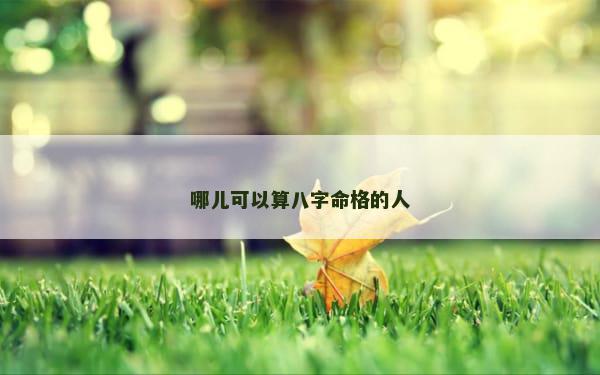 哪儿可以算八字命格的人