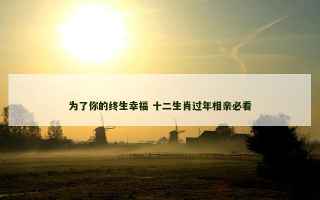 为了你的终生幸福 十二生肖过年相亲必看