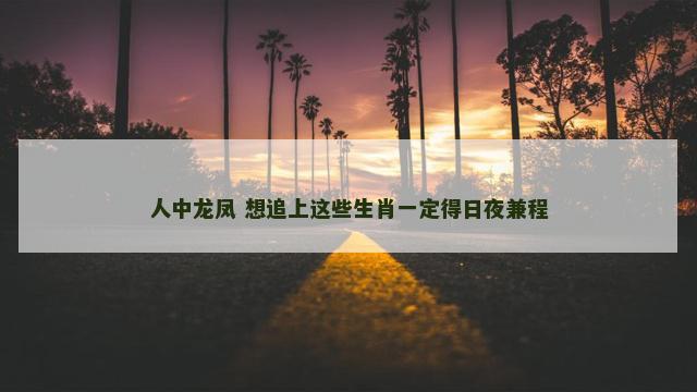人中龙凤 想追上这些生肖一定得日夜兼程