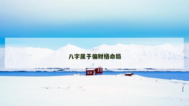八字属于偏财格命局