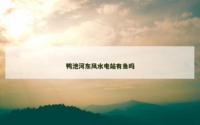 鸭池河东风水电站有鱼吗