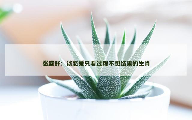 张盛舒：谈恋爱只看过程不想结果的生肖