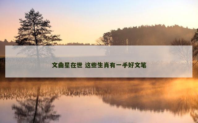 文曲星在世 这些生肖有一手好文笔