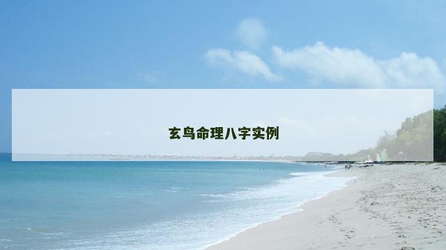 玄鸟命理八字实例
