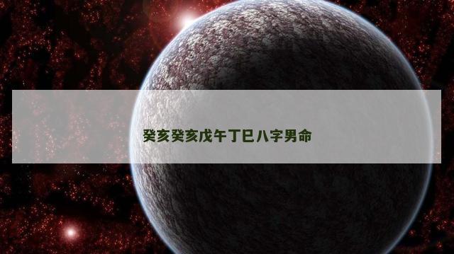 癸亥癸亥戊午丁巳八字男命