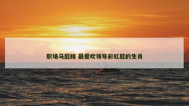 职场马屁精 最爱吹领导彩虹屁的生肖