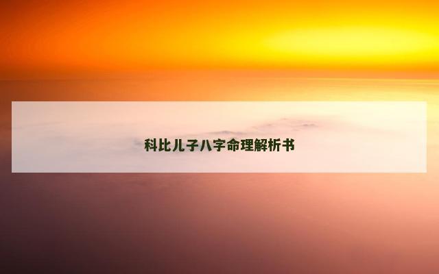 科比儿子八字命理解析书