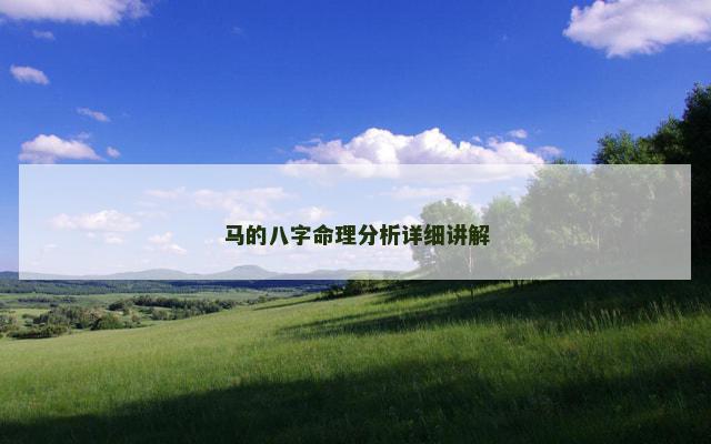 马的八字命理分析详细讲解