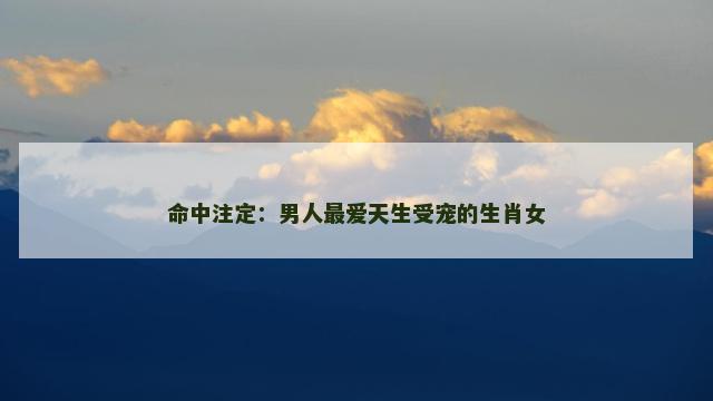 命中注定：男人最爱天生受宠的生肖女
