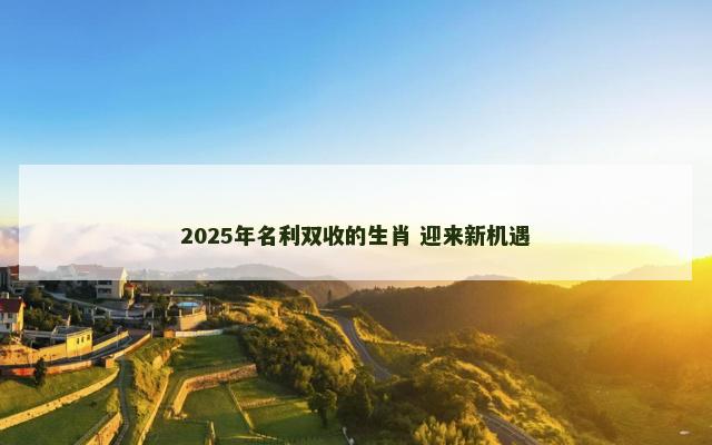 2025年名利双收的生肖 迎来新机遇