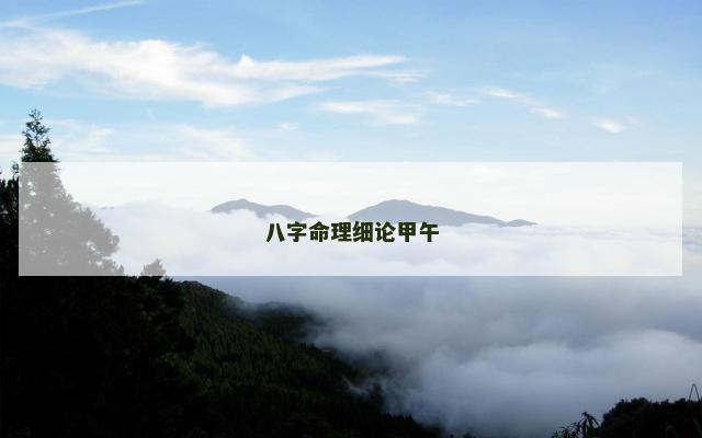 八字命理细论甲午