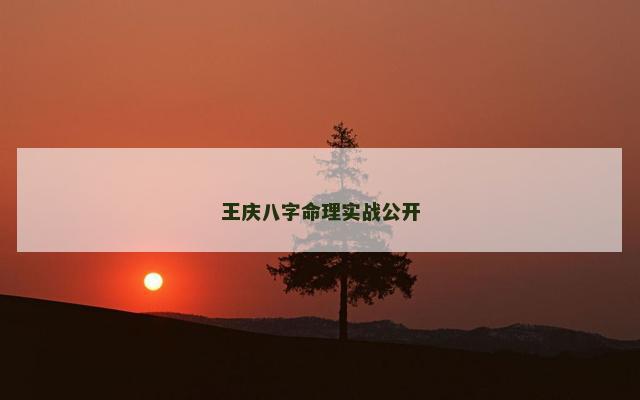 王庆八字命理实战公开