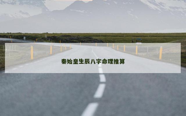 秦始皇生辰八字命理推算