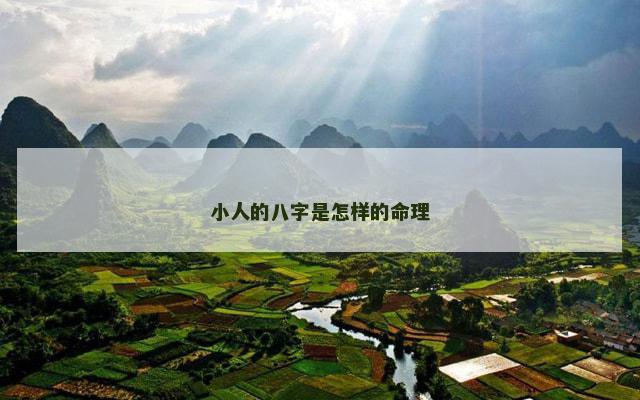 小人的八字是怎样的命理