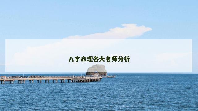 八字命理各大名师分析