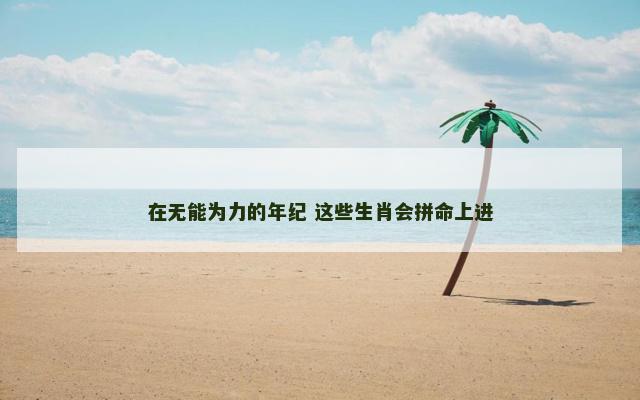 在无能为力的年纪 这些生肖会拼命上进